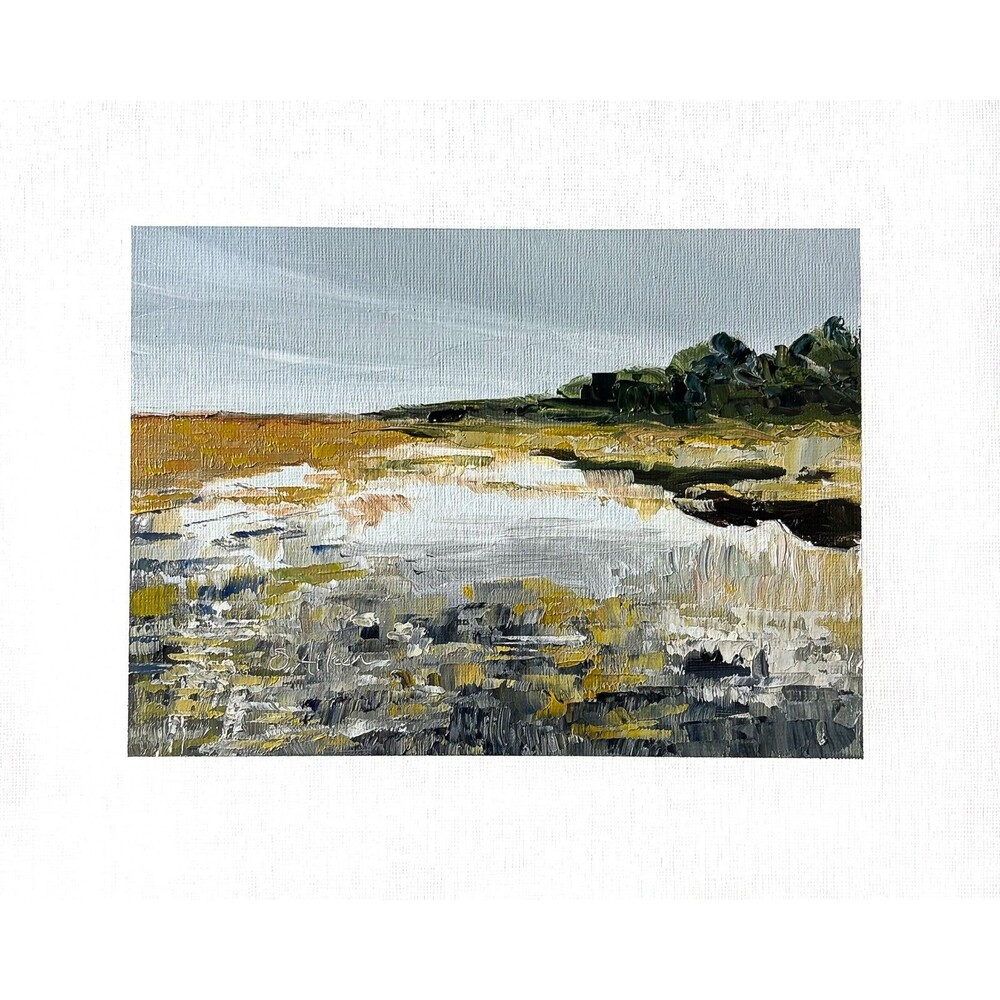8x10 Original Oil Landscape Painting Lowcountry Marsh Seascape Coastal Signed